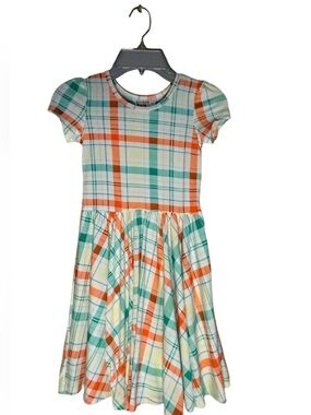 DotDotSmile Girls Plaid Short Sleeve Dress